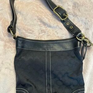 Coach Black Leather Shoulder Bag with Adjustable Strap